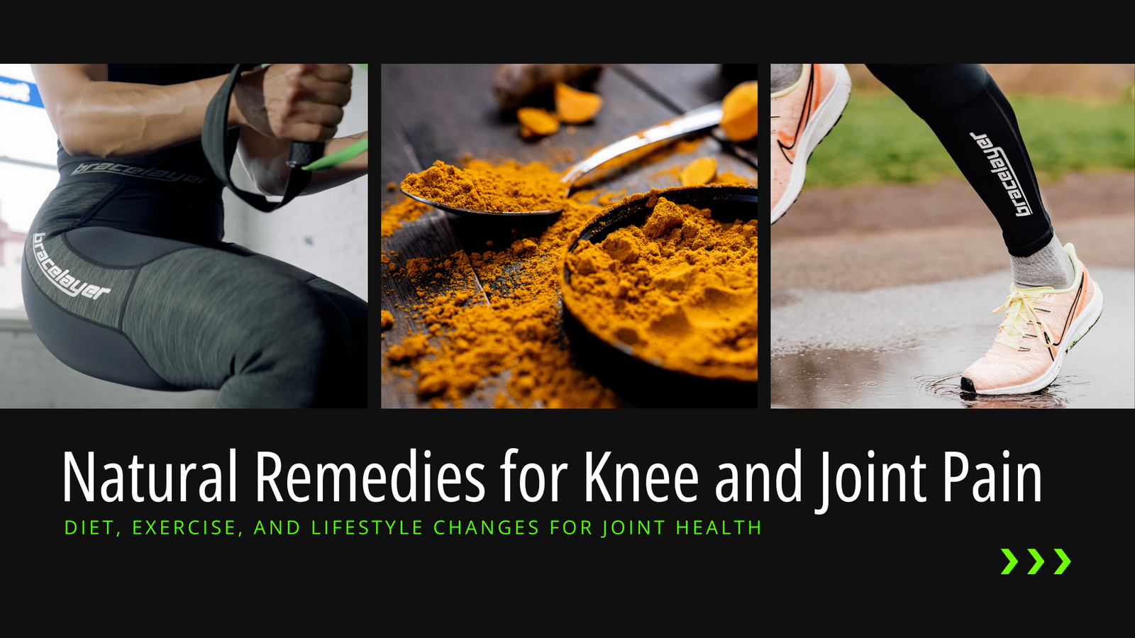 Looking for knee pain relief naturally? We have some options for you! A blog post header for Bracelayer's post on Natural Remedies for Knee and Joint Pain
