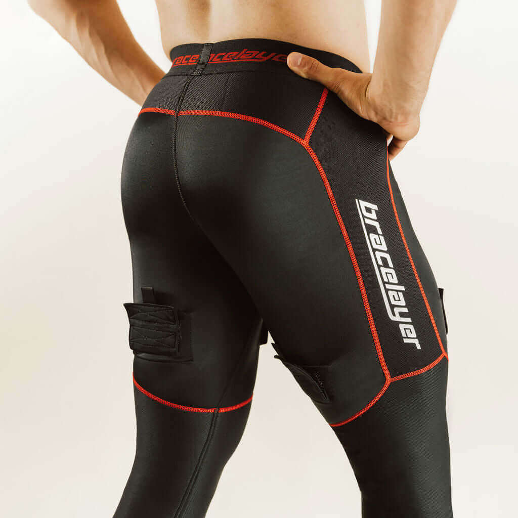 KX2 RedLine | Compression Pants Hockey Players Trust! With Cup Pouch and Knee Support frontpage, knee brace for hockey, Hockey, KX2, KX2 RedLine, Men's, Pants, RedLine, Sports, Winter, Knee Brace Hockey, Hockey Knee, Bracelayer® USA | Knee Compression Ge