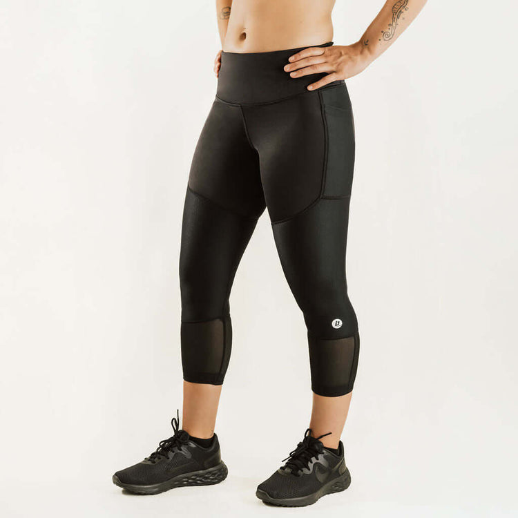 Women's KS1 Vent | 7/8 Knee Support Compression Pants Black, frontpage, KS1, Sports, Spring, Summer, Vent, Women's Bracelayer® USA | Knee Compression Gear