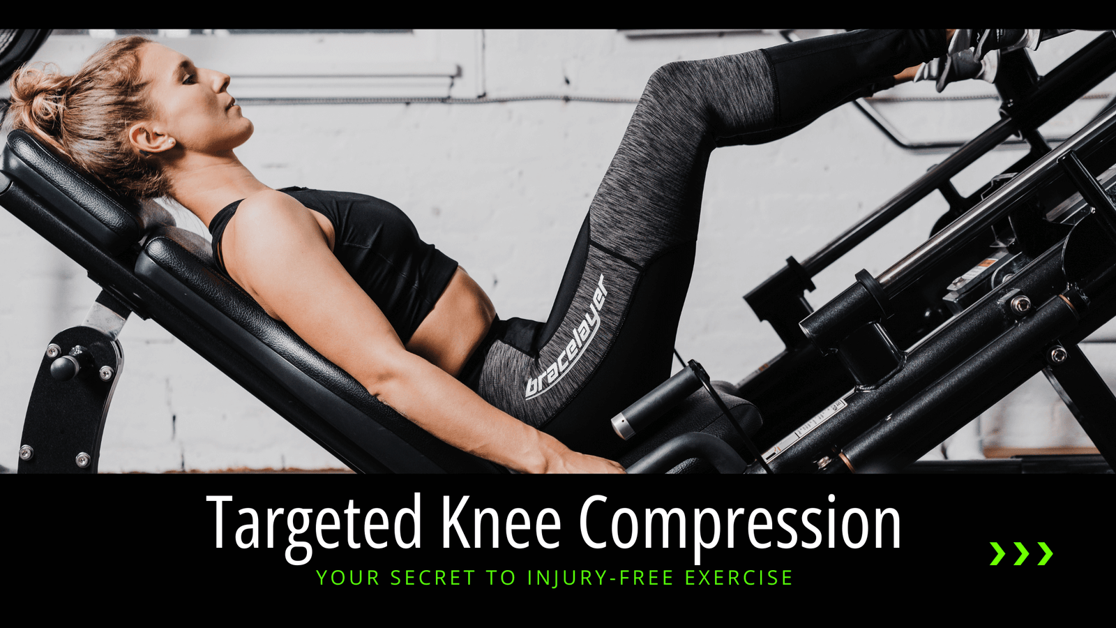 Bracelayer Blog banner for Targeted Knee Compression: Your Secret to Injury-Free Exercise. Compression wear, compression leggings for recovery, muscle pain treatment at home, compression workout leggings, compression leggings for circulation, what do comp
